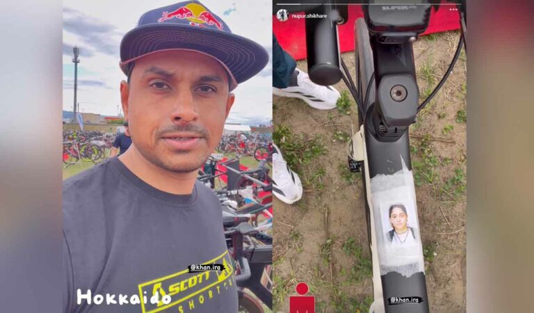 Nupur took to his Instagram stories, where he shared a video. In the clip, he is seen panning the camera on his bike and it had a picture of Ira taped on it.