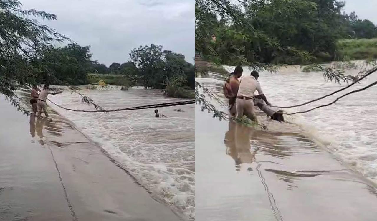 Police rescue man stranded in stream in Medak