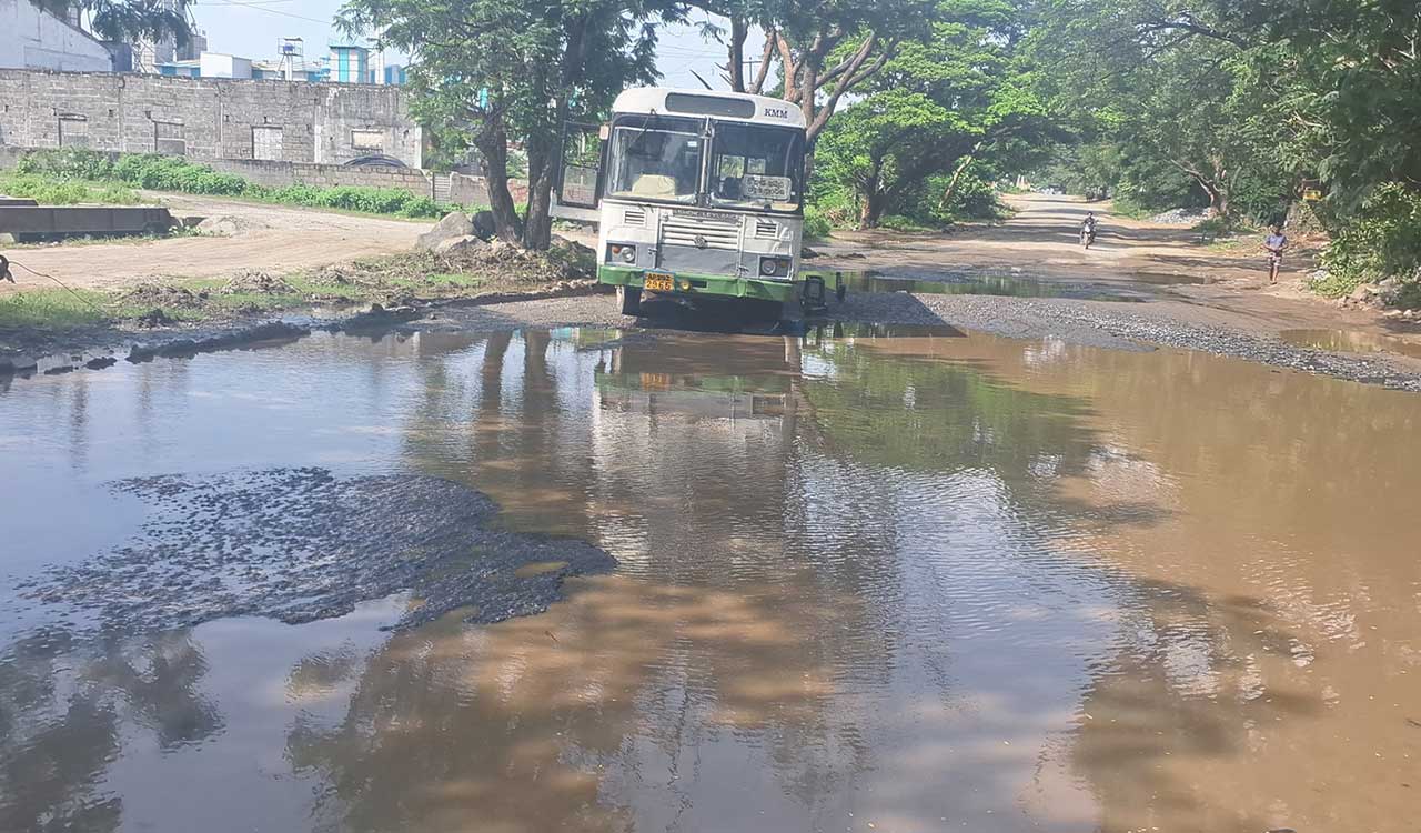 Mudigonda-Kodad road turns treacherous for commuters in Khammam