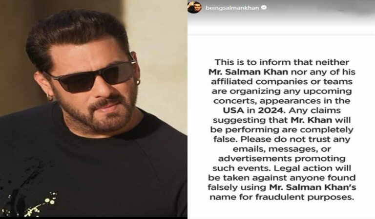 On Monday, the team of Bollywood's Bhaijaan took to his photo-sharing platform Instagram and shared an advisory post related to the hoax update about the ‘Wanted’ fame actor's USA visit.On Monday, the team of Bollywood's Bhaijaan took to his photo-sharing platform Instagram and shared an advisory post related to the hoax update about the ‘Wanted’ fame actor's USA visit.v