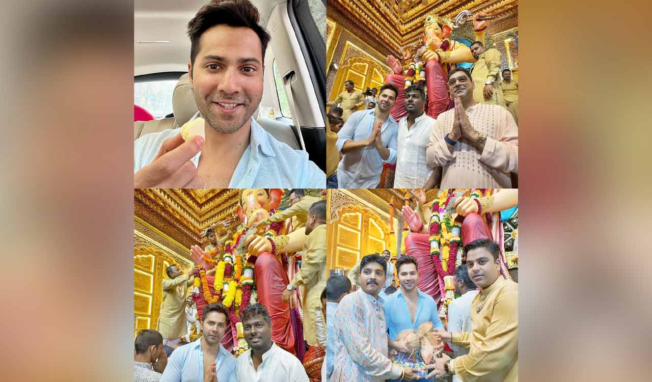 Ahead of ‘Baby John’ release, Varun, Atlee seek divine blessings at Lalbaughcha Raja