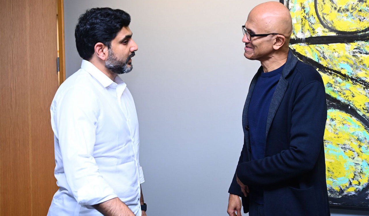 Lokesh meets Microsoft CEO, seeks support for advancing IT in Andhra