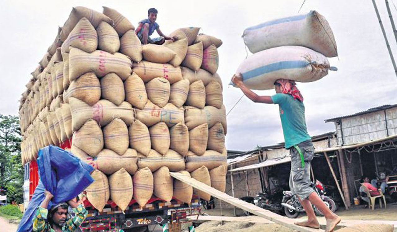 Maharashtra traders illegally transport paddy into Telangana, 80 quintals of grains seized