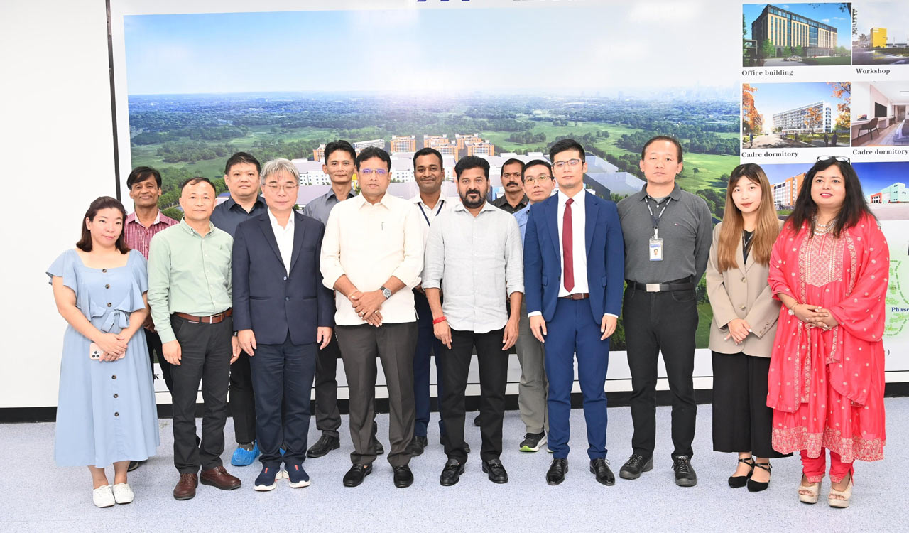 CM Revanth visits Foxconn plant at Kongara Kalan