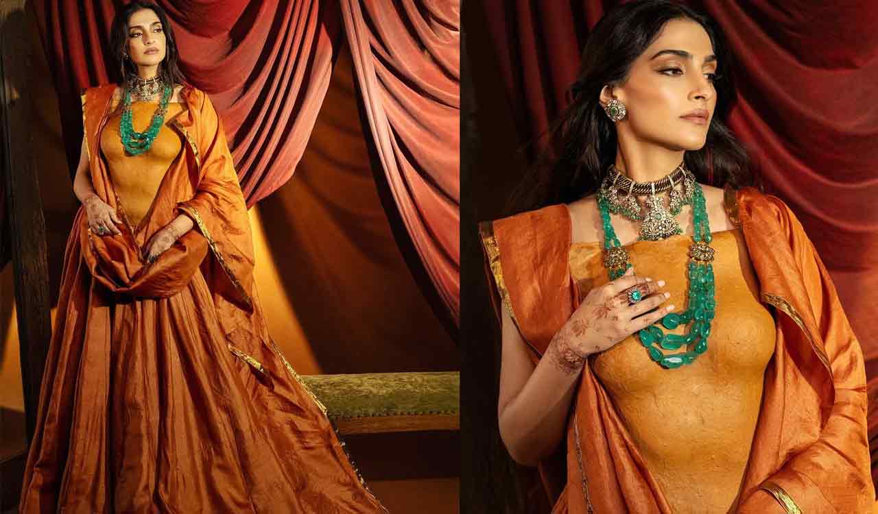 Sonam showcases body ornament made from Karnataka’s red soil to celebrate earth connection