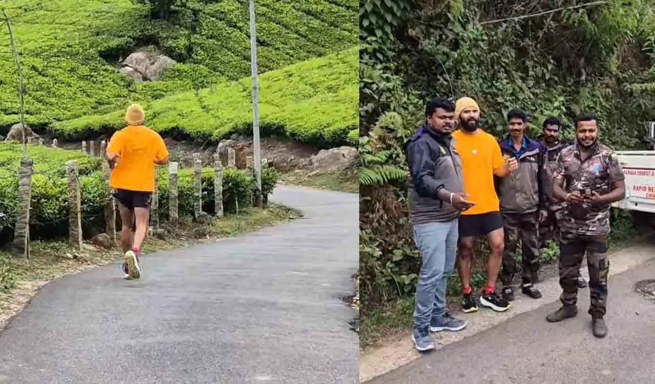 Vijay Deverakonda visits Kerala tea estates, poses with forest officers