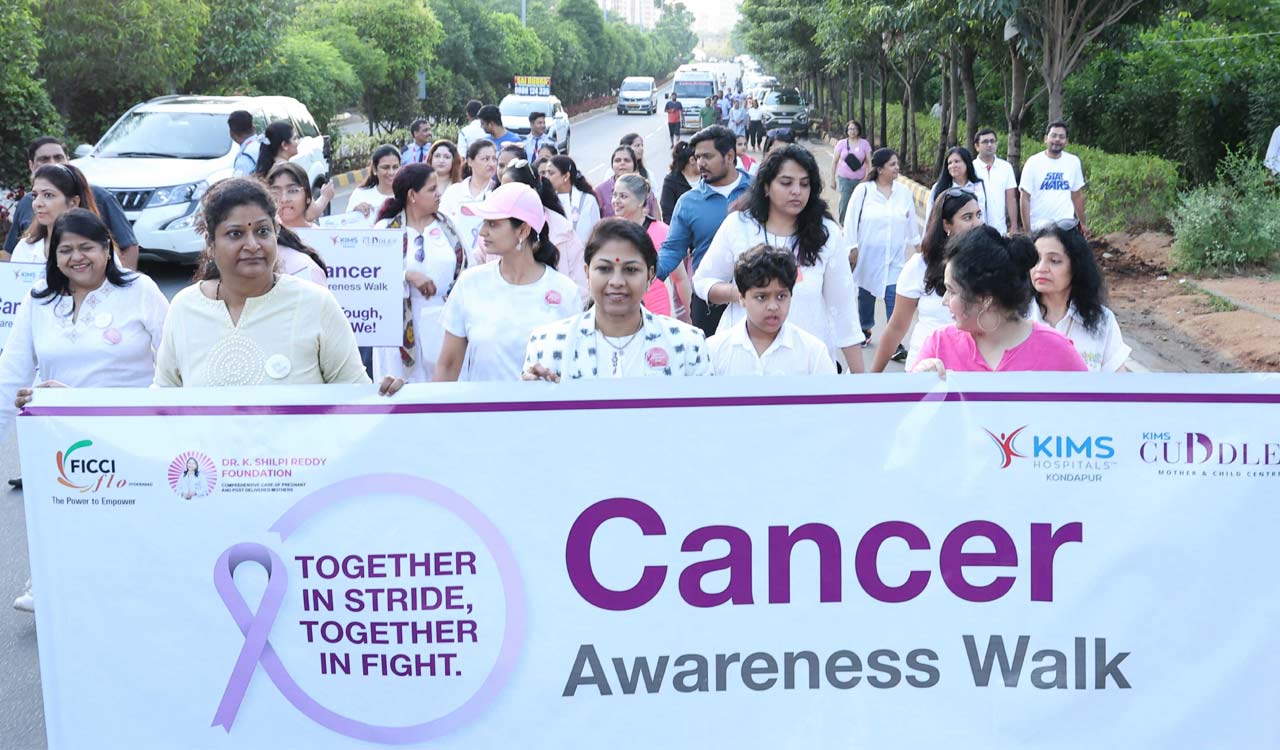 Hyderabad: FLO, KIMS Kondapur organise Cancer Awareness Walk