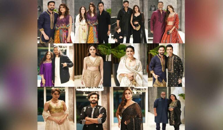 Celebs who were seen soaking in the festive fervor included names such as Sanya Malhotra, Bhumi Pednekar, Sonali Bendre, Angad Bedi, Surveen Chawla and Nushrratt Bharuccha.