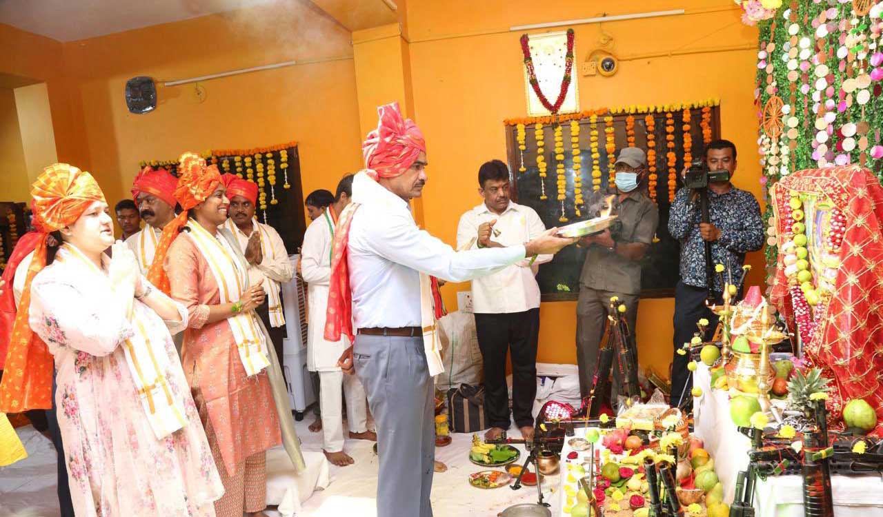 Hyderabad CP C V Anand performs ‘Ayudha Puja’