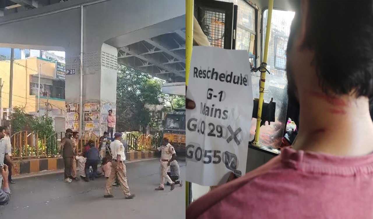 Watch: Group-1 aspirants caned at Ashoknagar in Hyderabad