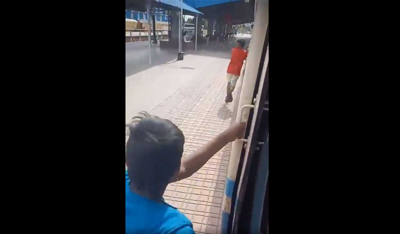 Watch: Concerns raised over children performing dangerous stunts on moving MMTS train in Hyderabad