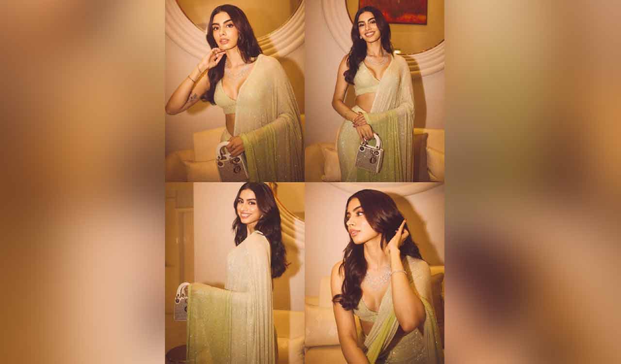 Khushi Kapoor gets festive ready with sparkling outfit
