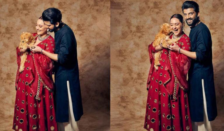 The actress left it to her followers to decide as to who her Pookie is, her husband Zaheer Iqbal or their new furry friend.