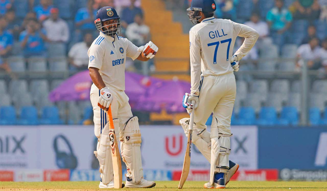 Gill, Pant fifties boost India, but Ajaz Patel’s five-wicket haul levels third Test