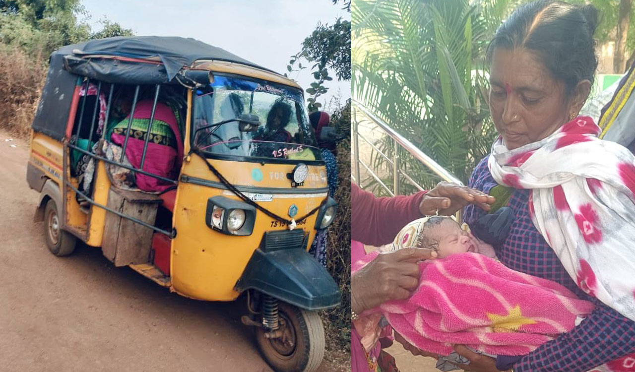 Tribal woman delivers baby in auto in Sangareddy; mother, baby safe