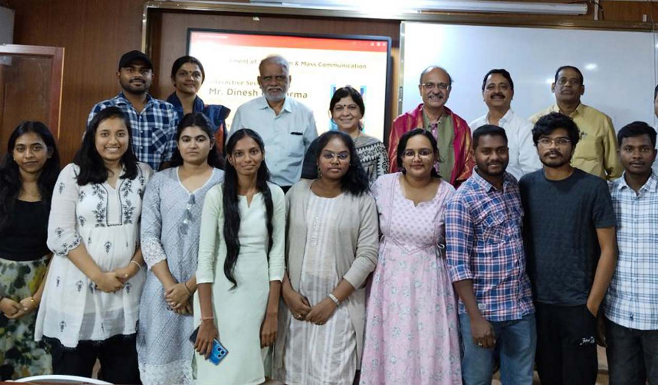 Author interacts with students at Osmania University