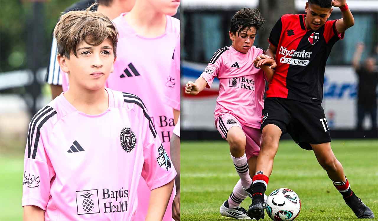 Thiago Messi follows in dad’s footsteps, debuts with No. 10 jersey in Rosario