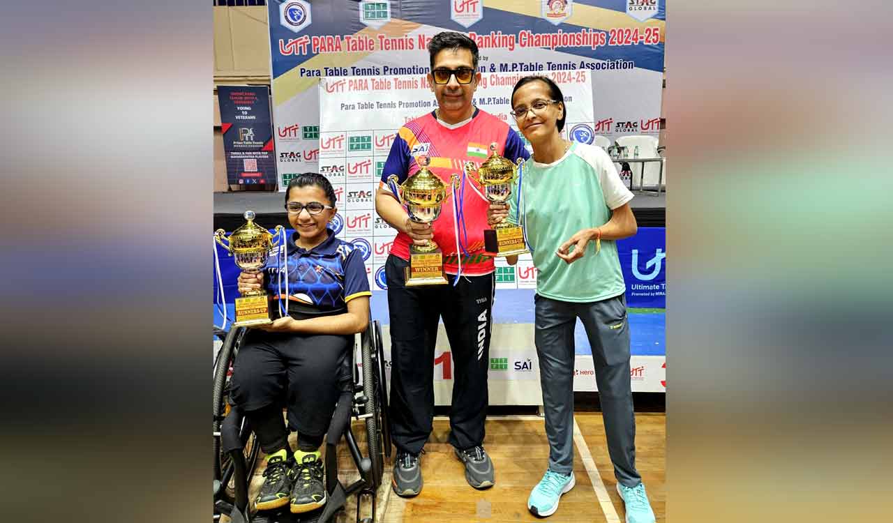 Telangana's Hitesh Dolwani clinched gold at the National Para Table Tennis Championship-Telangana today