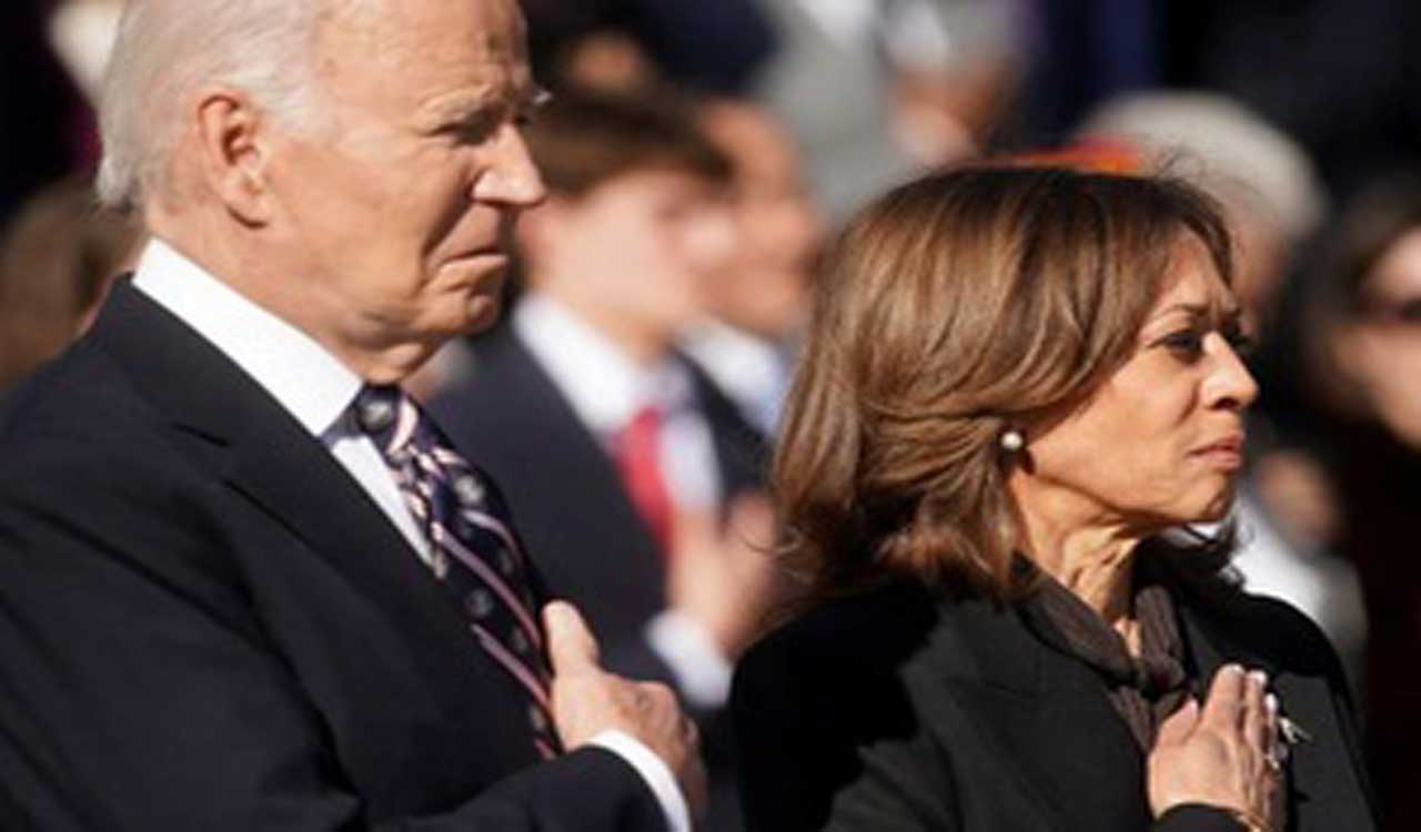 Kamala Harris appears with Biden for first time since conceding election