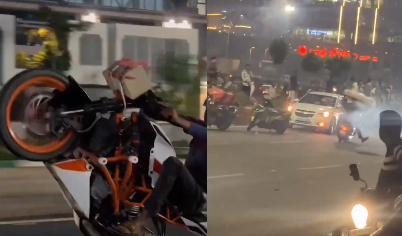 Police file cases against 10 motorcyclists for dangerous stunts on Diwali night-Telangana Today