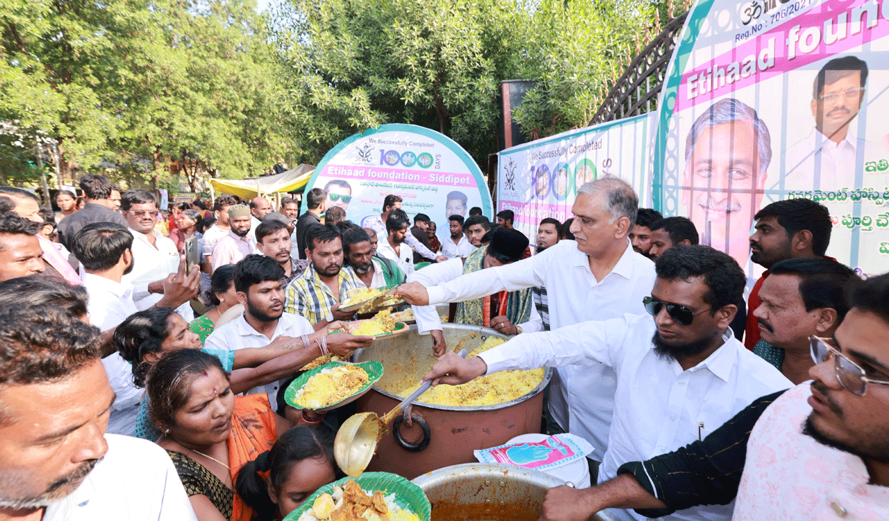 Harish hails Etihaad foundation for serving food at Siddipet hospital for 1000 days