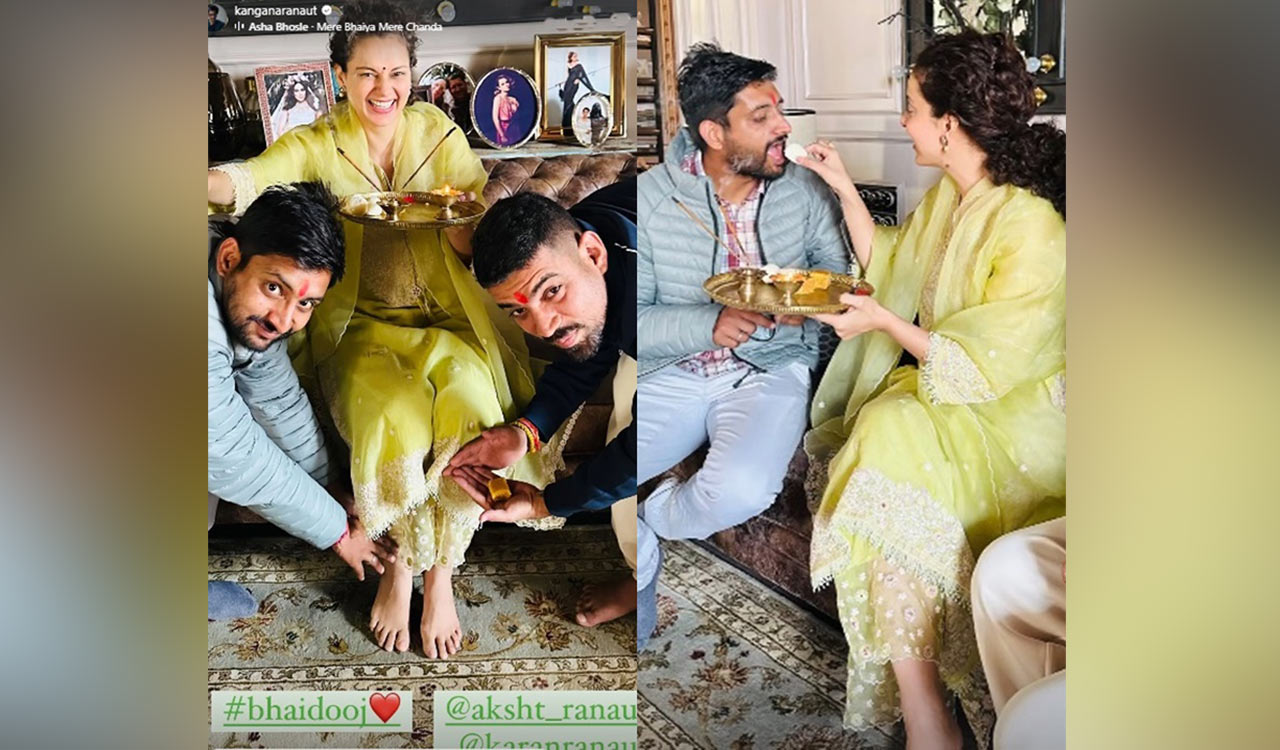 Kangana Ranaut blesses her brothers on Bhai Dooj
