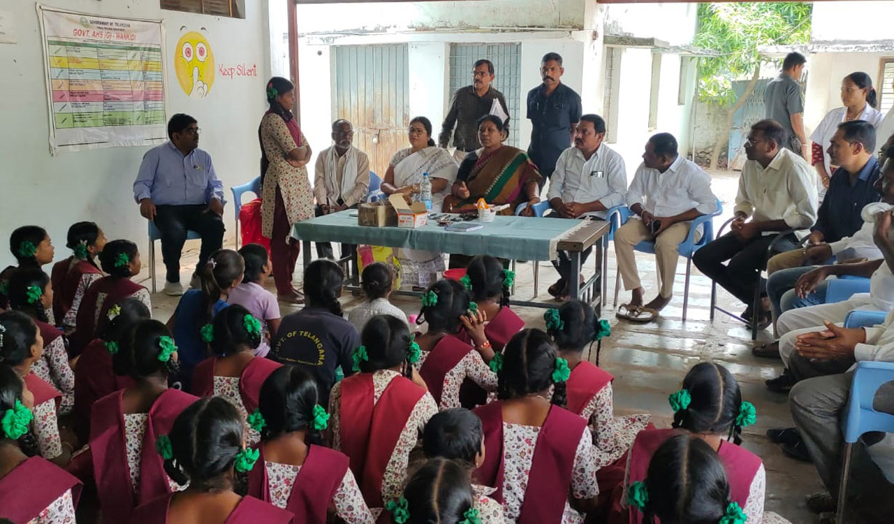 Asifabad food poisioning: MLA Kova Lakshmi visits Ashram school in Wankidi