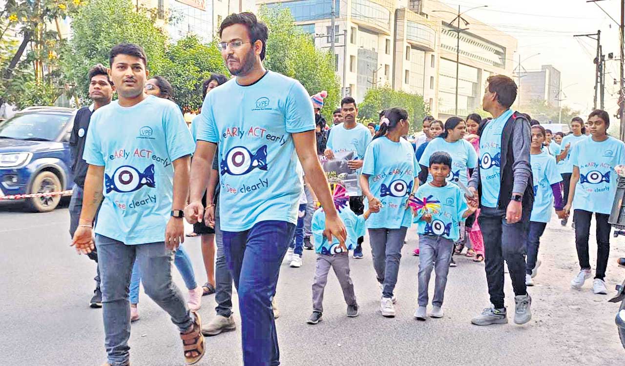 Hyderabad: Over 300 children participate in children’s eye care awareness walk at LVPEI