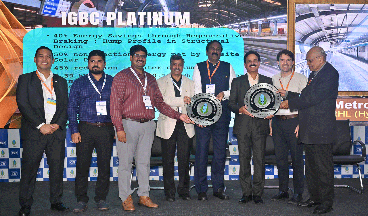 Hyderabad Metro receives IGBC Green Existing MRTS Platinum Certification for all 57 metro stations