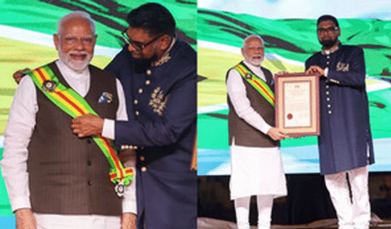 PM Modi conferred with Guyana's 'The Order of Excellence', dedicates it to people of India