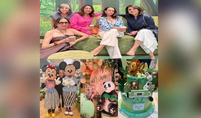 Pooja took to her Instagram stories, where she first shared a picture of the entrance, which had a monkey and a panda cut-out along with “Raha” written on it.