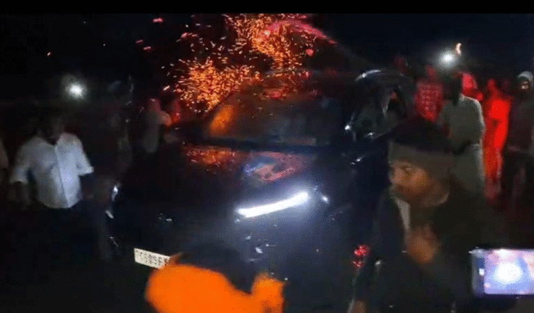 Telangana: Protest against ethanol factory turns violent in Nirmal, RDO vehicle damaged