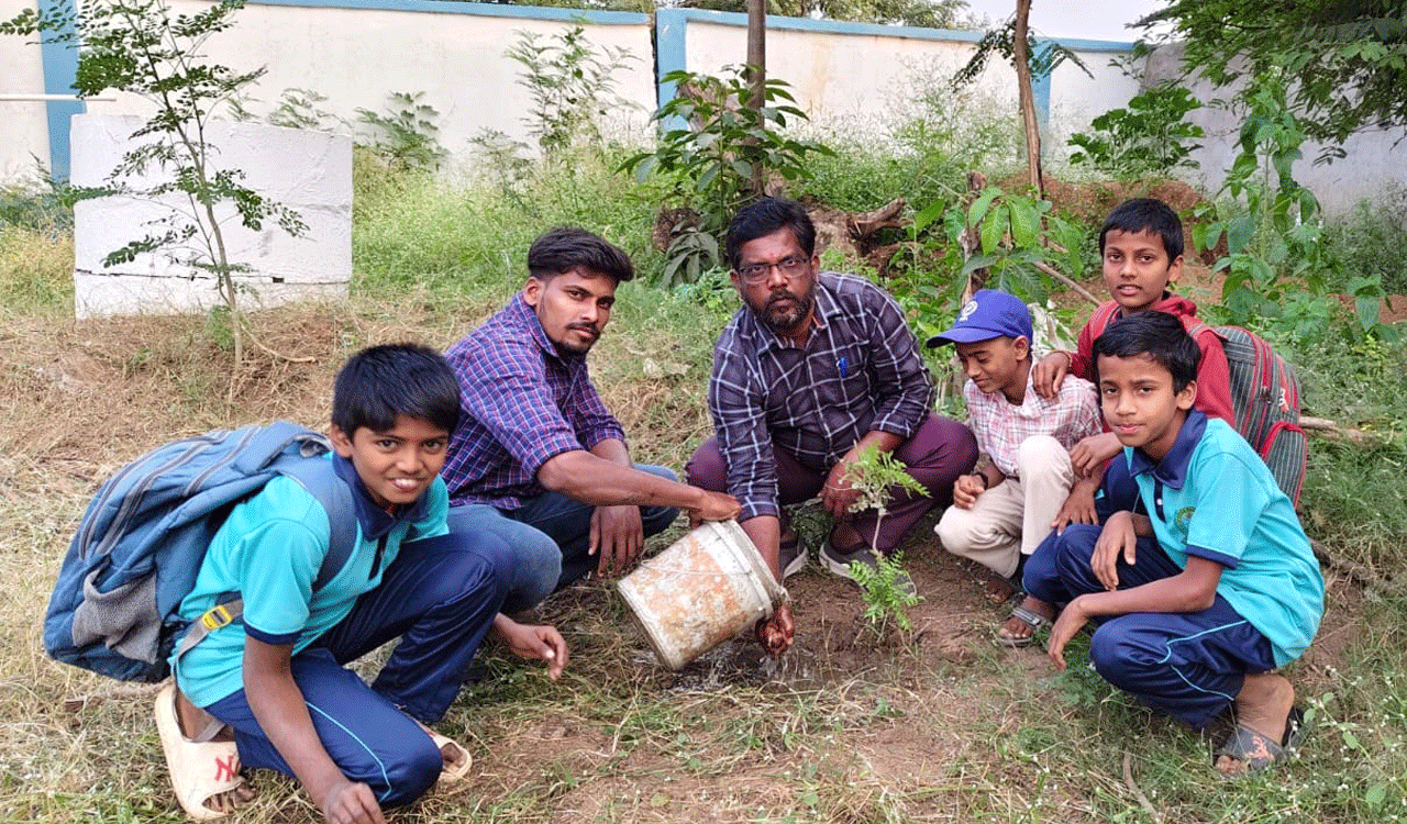 Curry leaf, moringa plantation drive in Siddipet schools to tackle iron deficiency