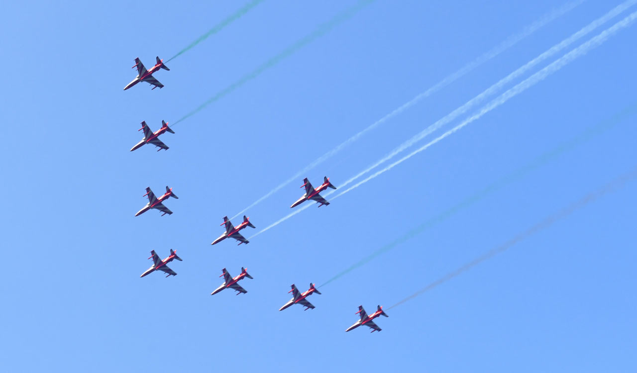 Suryakiran Aerobatic Team dazzles Hyderabad with a breathtaking airshow