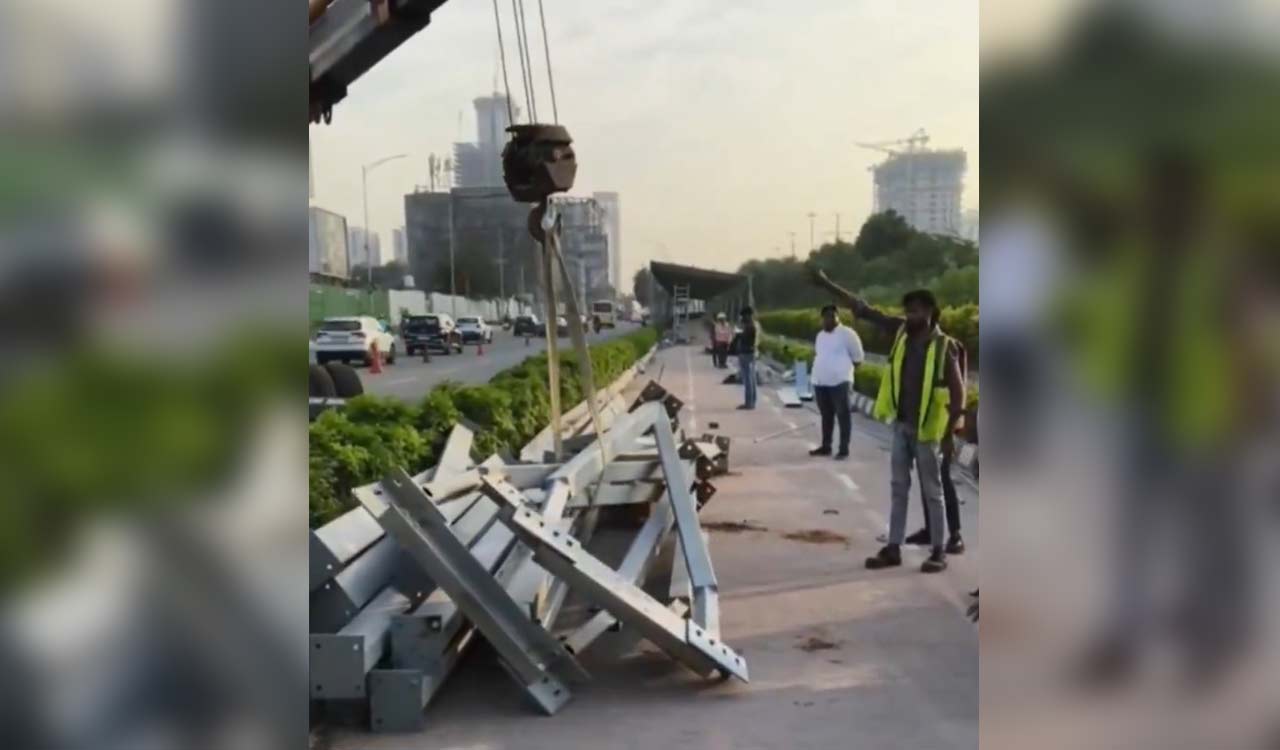 Hyderabad: Municipal officials dismantle 80-meter portion of solar-powered cycling track along ORR 