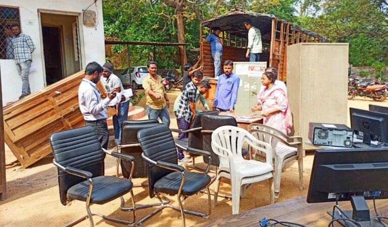 Furniture of FDO office was being seized for a contempt of a court's order in Jannaram mandal centre on Friday