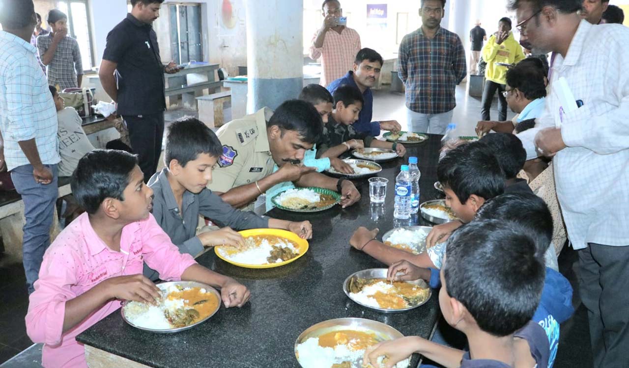 Kothagudem SP Rohith Raju inspects Social Welfare Ashram School