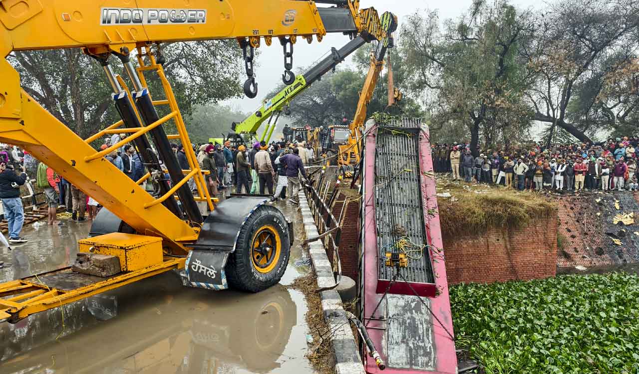 Eight killed, over 20 injured as bus falls into drain in Punjab’s Bathinda