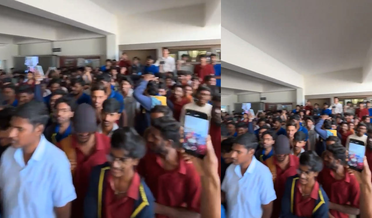 Hyderabad: Students protest as college withholds hall tickets over delay in fee reimbursement