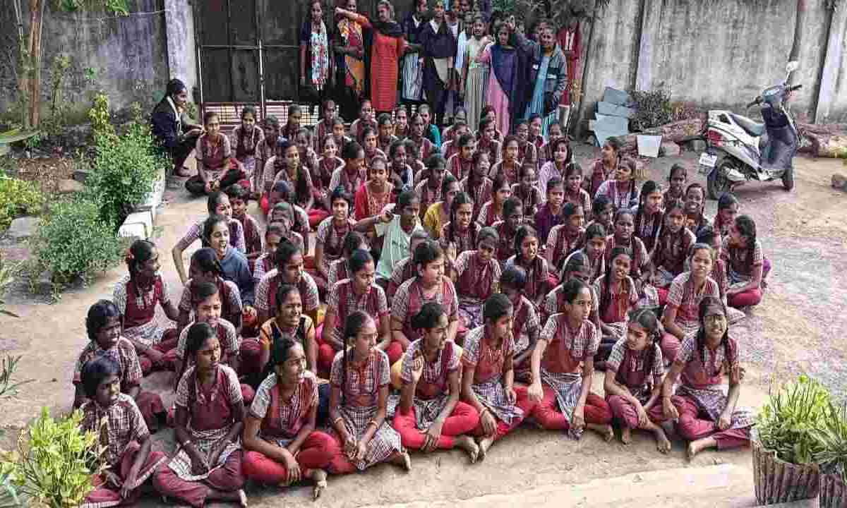 Telangana: KGBV students on protest demanding their own teachers