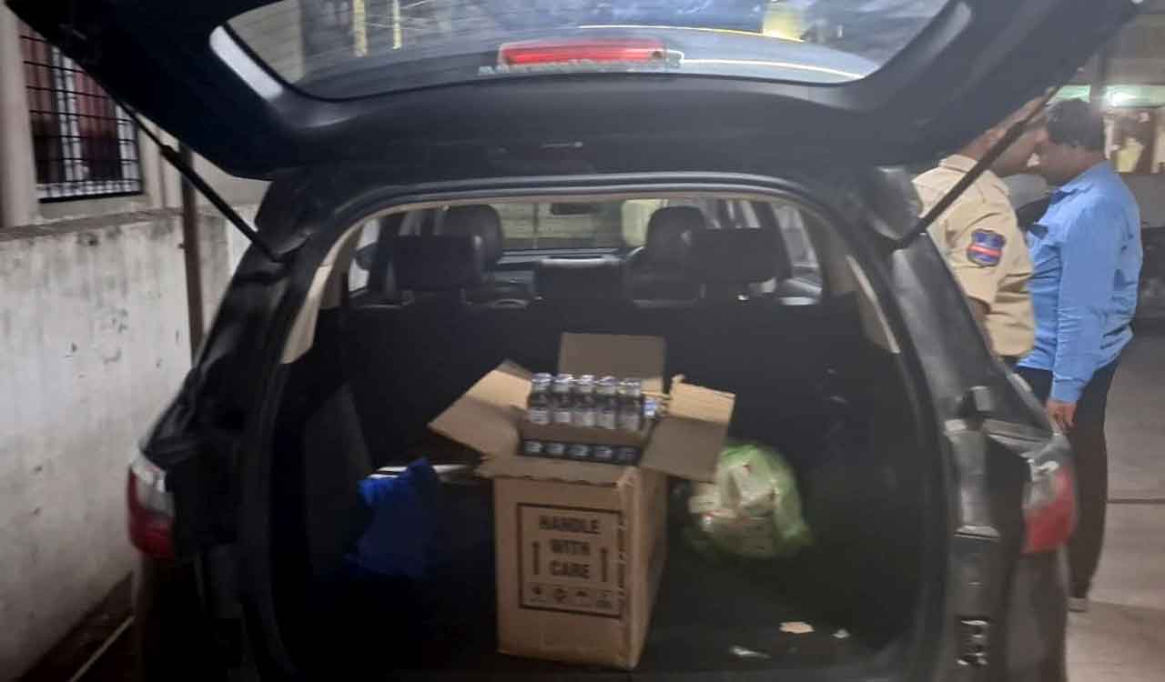 Two held with 7,500 alprazolam tablets, 150 cough syrup bottles near Zaheerabad