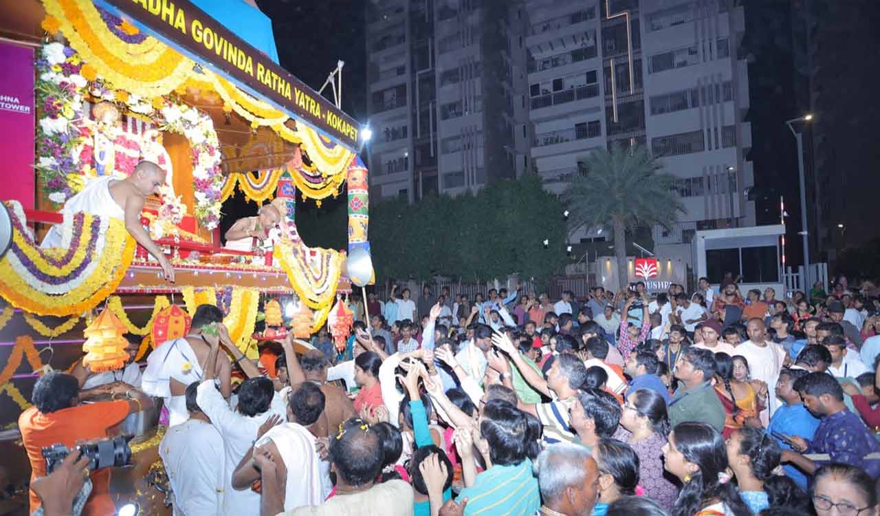 Thousands of devotees pull grand chariot in Sri Radha Govinda Ratha Yatra in Hyderabad