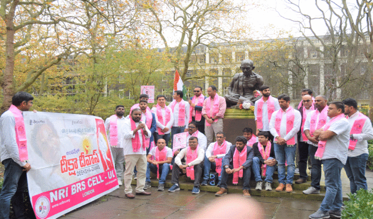 BRS NRI-UK unit founder president Anil Kurmachalam compared Chandrashekhar Rao's approach to Mahatma Gandhi's non-violent methods.