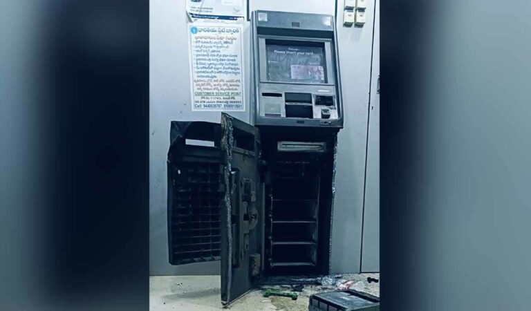 Burglars the ATM machine and made away with Rs 24 lakh in cash.