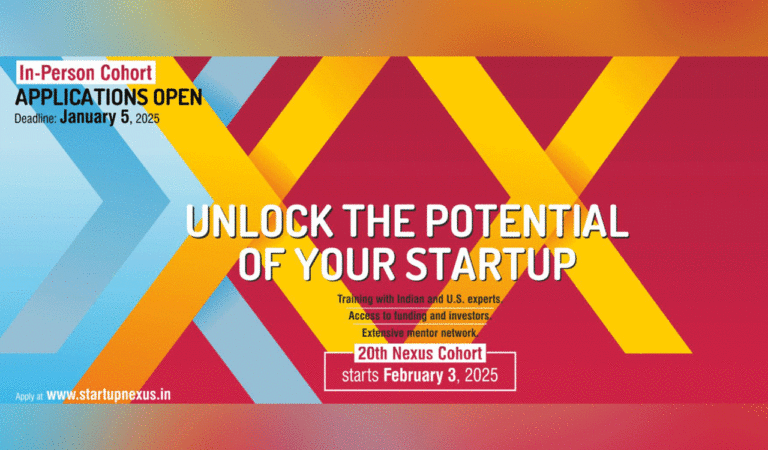 Interested entrepreneurs can apply at www.startupnexus.in on or before January 5, 2025. Selected participants will be notified by January 17.