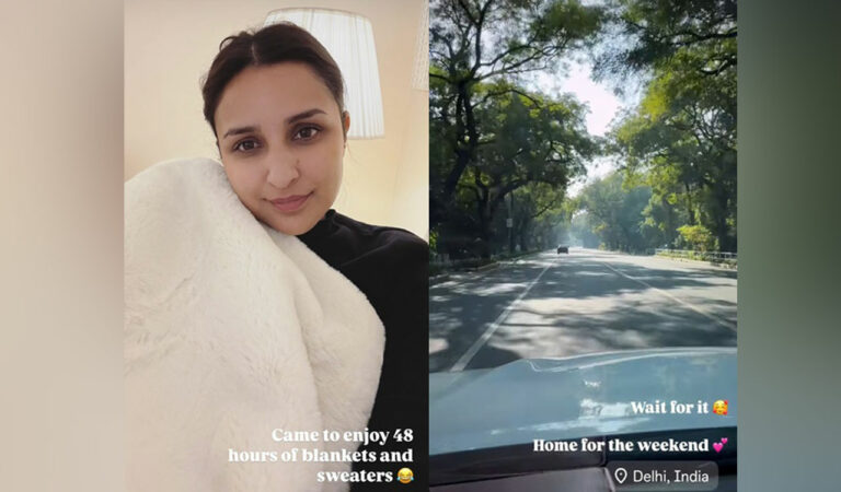 Parineeti took to Instagram stories, where she shared a video of herself in the car driving to her “home”.