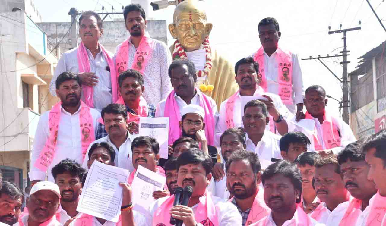 420 days of Congress rule in Telangana: BRS protests against government’s unfulfilled promises
