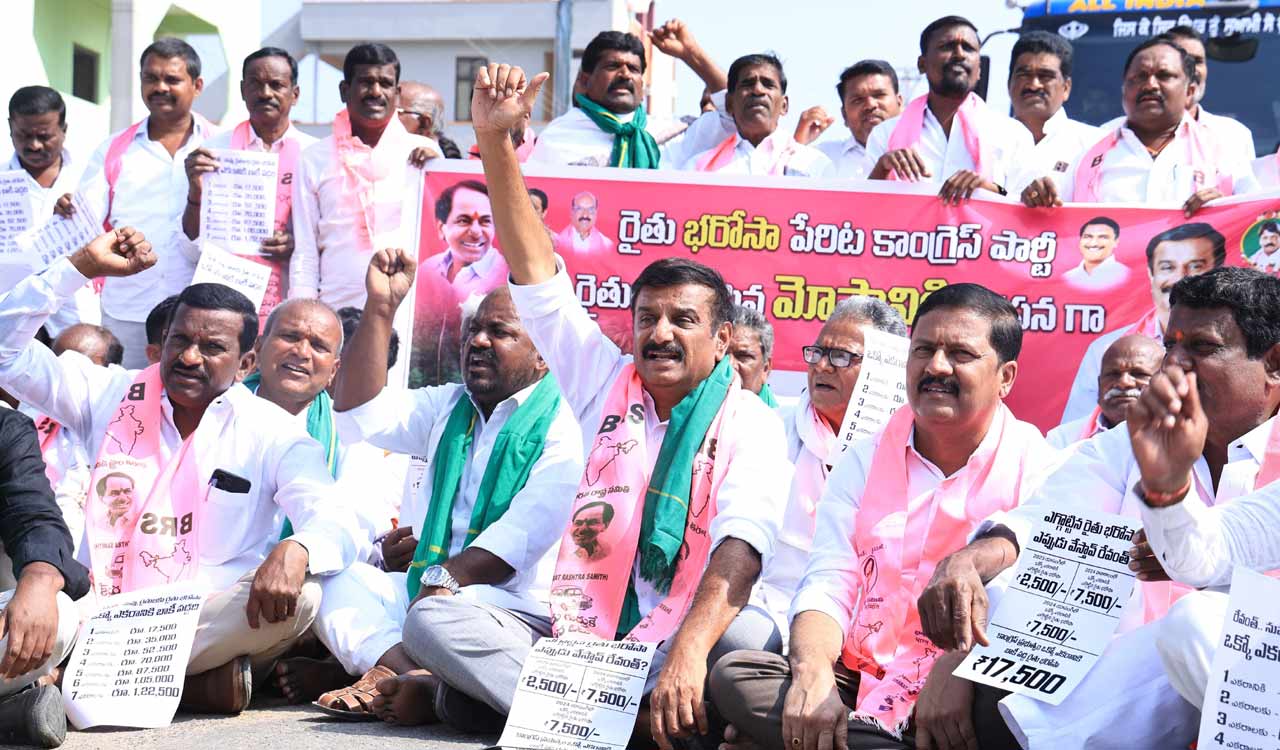 BRS stages protests across Telangana over Congress’ Rythu Bharosa betrayal