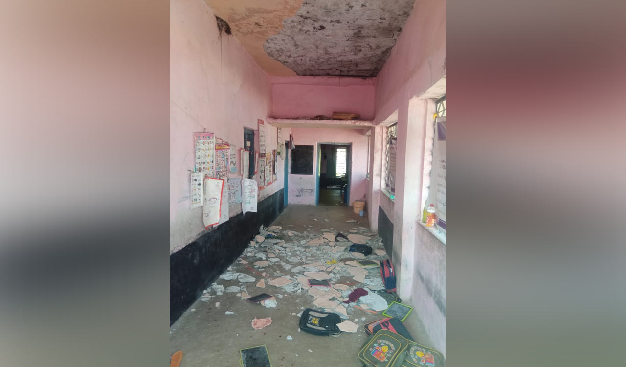 Six children injured as anganwadi centre ceiling collapses in Telangana’s Sangareddy