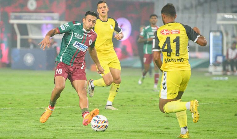 MBSG's Sahal Abdul Samad in action against HFC during ISL match in Kolkata on Thursday.